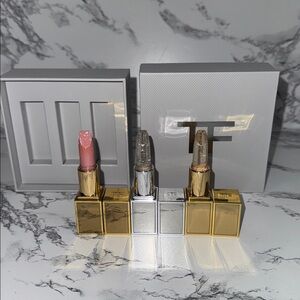 NWT Tom Ford Soleil Clutch lip trio: 
01 Sunlit Rosy
01 Neige
Soleil lip blush